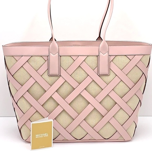 MICHAEL KORS SIENNA Large Tote Shoulder BAG In POWDER BLUSH Leather Canvas - Picture 3 of 16